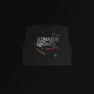 ORTank Cropped - Summer Nights - Black – reflective detail on black